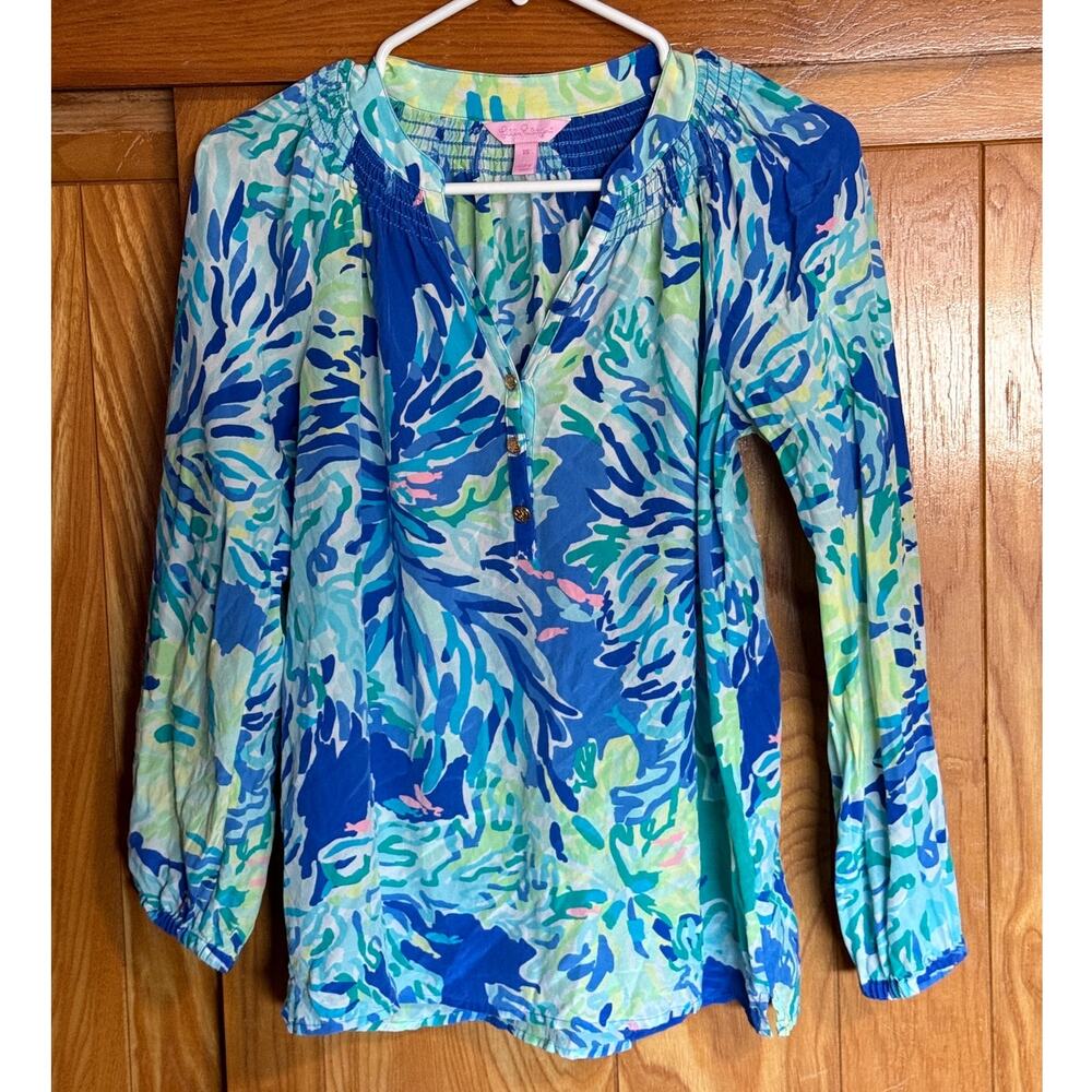 Lilly Pulitzer 100% Silk Elsa Top Blouse - Size XS